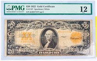Coin 1922 $20 Gold Certificate PMG 12 Fine (MCL)