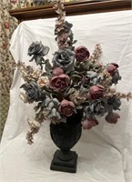 Floral arrangement & black plaster vase 30"