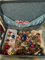 BLUE SUITCASE WITH ORNAMENTS