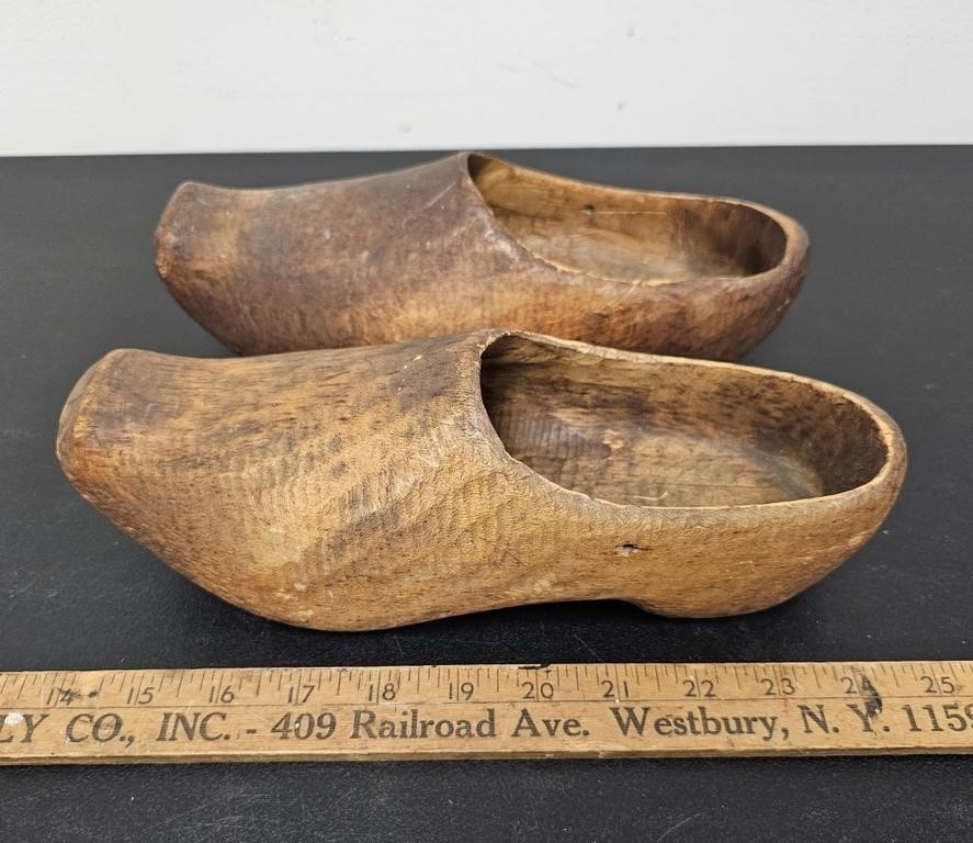 Pair of Hand Carved Wooden Clogs
