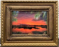 Framed Sunset Print In Gilt Frame