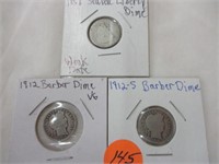 (2) Barber & (1) Seated dime