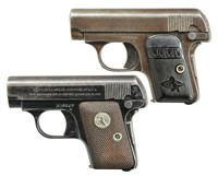 2 COLT 1908 VEST POCKET SEMI AUTO PISTOLS.