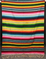 Vintage XL Mexican Serape Saltillo Blanket