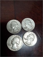 11955 and 3 1958 silver quarters