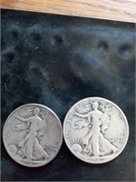 Two 1941 liberty silver half dollars