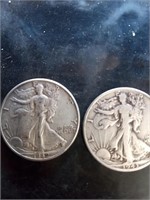 1942 and 1943 Liberty silver half dollars