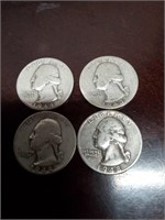 One 1943 ,one 1944 and 2 1948 silver quarters