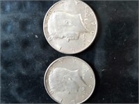 Two 1964 Kennedy silver half dollars