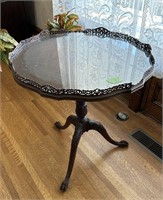 Glass Top Chippendale Style Table 27"x30" Tall