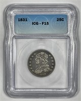 1831 Capped Bust Silver Quarter Fine ICG F15