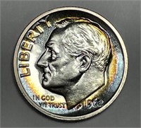 1962 Roosevelt Silver Dime Proof Rainbow Toned