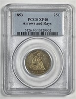 1853 Seated Liberty Silver Quarter A&R PCGS XF40