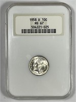 1958-D Roosevelt Silver Dime Fatty NGC MS67