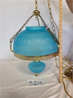 Vintage Blue Glass Suspended Light (Electric)