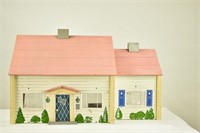 American Painted Wood Two-Story Dollhouse