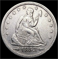 1853 Arws & Rays Seated Liberty Quarter CLOSELY