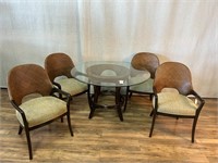 Vintage Palecek Dining Table w/4 Woven Chairs