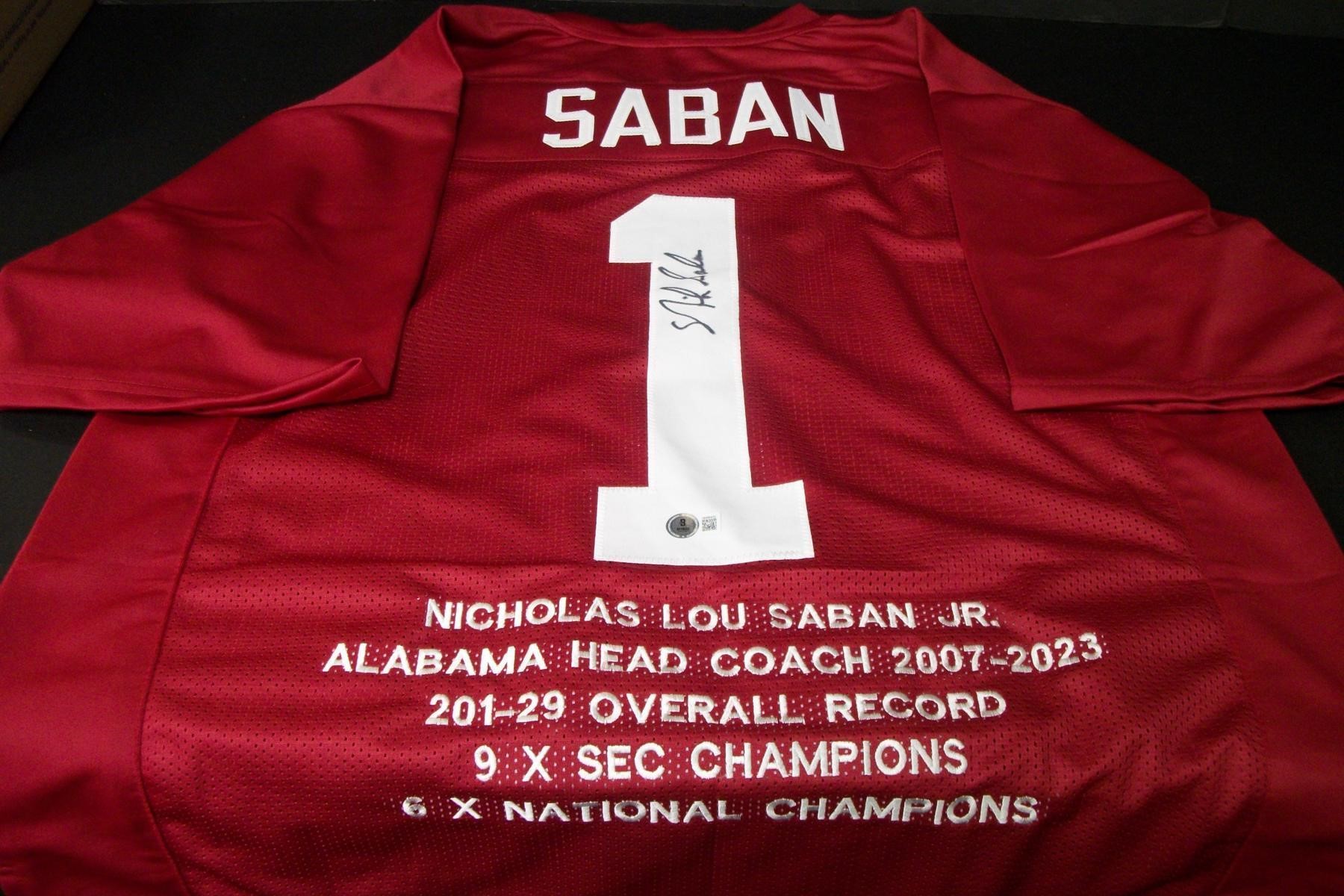 ALABAMA NICK SABAN SIGNED JERSEY BAS COA