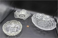 Trio of Vintage Molded Glass Candy Dishes