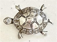 Sterling silver turtle brooch