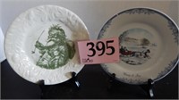 CURRIER & IVES PLATE & SANTA PLATE 8 IN