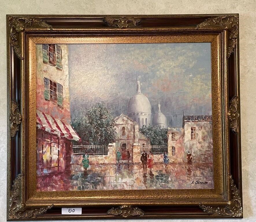 Oil painting in ornate frame --27x32