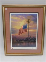 THE LIGHT OF FREEDOM THOMAS KINKADE 20 X 25 FRAMED