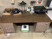 Metal desk and contents