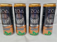 ZOA energy drink wild orange 4- 12fl oz cans