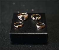 (4) GOLD & DIAMOND RINGS