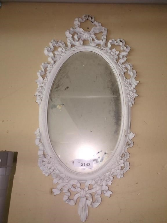 Vintage wood ornate mirror approx 31" tall