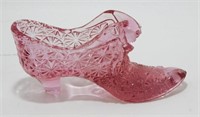 * Vintage Fenton Pink Glass Cat on Shoe - Daisy