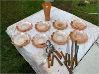 9- Unmarked Fire King Dishes and assorted flatware