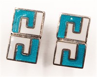 Margot De Taxco Sterling Enamel Earrings