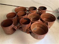 Handmade stoneware mug & bowls