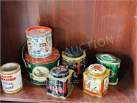 box of assortted tins