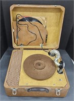 (F) Vintage Portable Record Player With Built-in