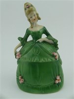 5" GREEN PAINTED CHINA DRESSER DOLL