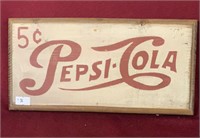 WOODEN PEPSI-COLA SIGN 11 x 5-1/2