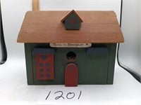 Wooden Green Bird House Decor