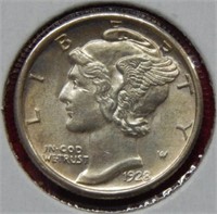 1928 S Mercury Silver Dime