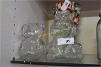 BEAR AND GARFIELD PRESSED GLASS BANKS