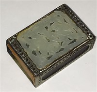 Match Safe With Jade Carved Plaque