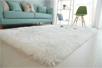 Long Pile Hand Tufted Shag Area Rug in Snow White