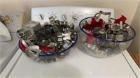 Two large bowls of cookie cutters, mostly vintage
