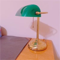 Vintage Bankers Desk Lamp with Green Shade