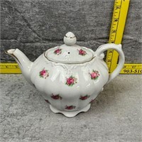 Vintage Ceramic Pink Floral Rose Teapot Japan