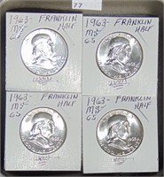 (4) 1963 MS Franklin Half Dollars.