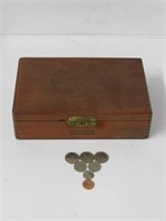 Selection of Foreign Coins in Cigar Box